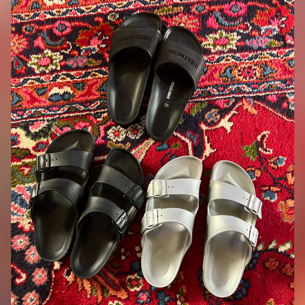 3 pairs of plastic Birkenstocks